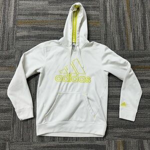 Adidas White and Neon Yellow Climawarm Hoodie